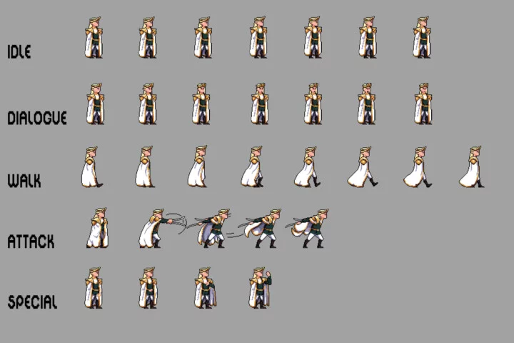 两个精美的横版像素精灵国王和王后角色动画素材