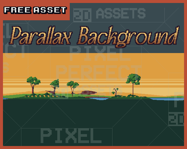 免费手绘视差效果像素沙漠绿洲背景图片素材