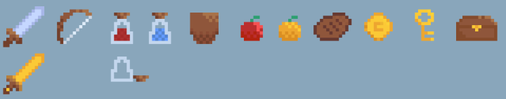 13个16*16的小型像素角色扮演游戏物品素材