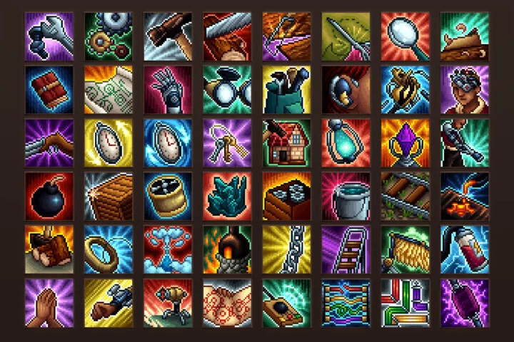 50个32*32精心设计的像素工程学图标素材