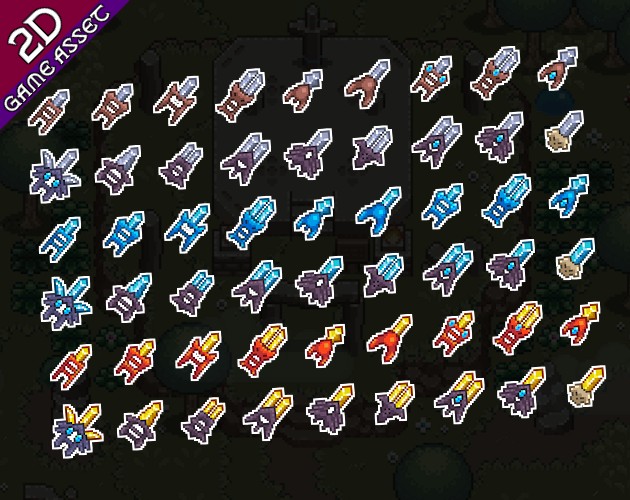 300+的32*32奇形怪状像素终极武器图标素材