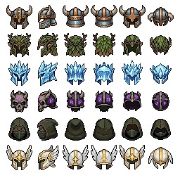 100+的免费AI辅助生成像素RPG游戏帽子图标素材