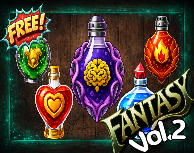 4个高清的免费2D奇幻药水图标素材