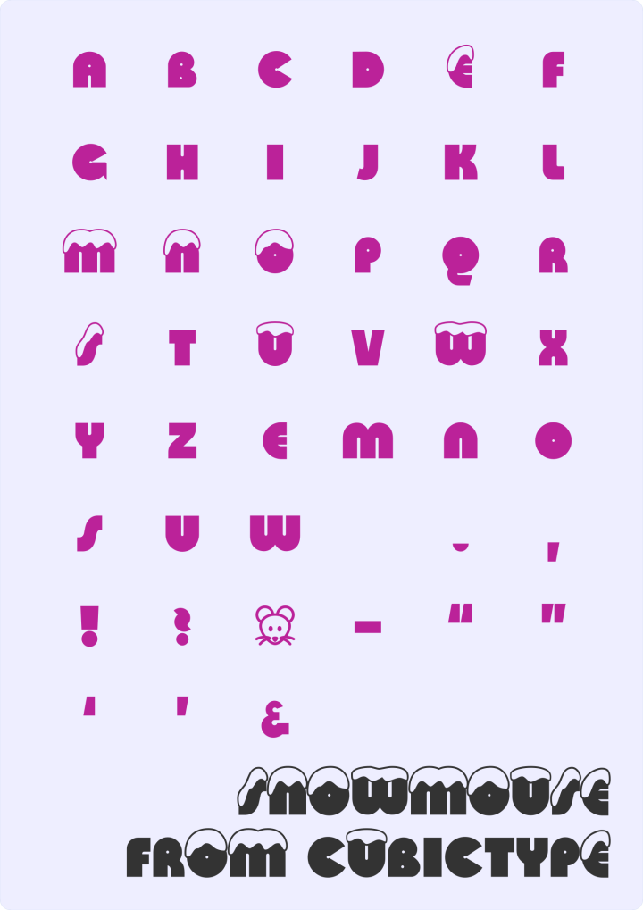 免费的可爱Snowmouse冬季雪花字体素材