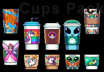 可爱的免费像素一次性饮料杯素材
