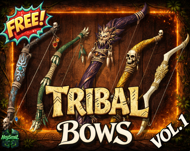 3个AI辅助生成的2D部落风格武器弓箭图标素材