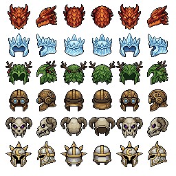 100+的免费AI辅助生成像素RPG游戏帽子图标素材