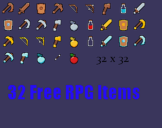 32个免费的32*32像素RPG游戏物品素材