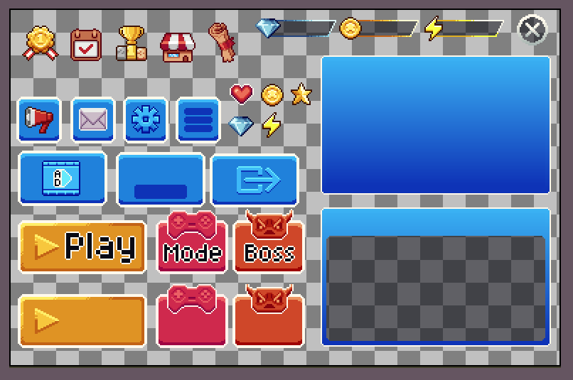 免费的像素手机移动休闲游戏UI素材