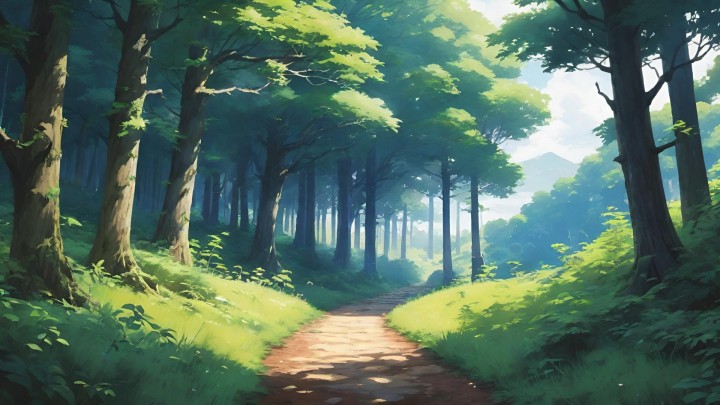 9个免费的静态视觉小说森林小径背景图片素材