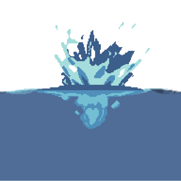 免费的复古像素水波和动态水花飞溅动画特效素材