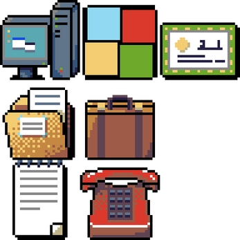 一组免费的像素风格企业办公室图标素材