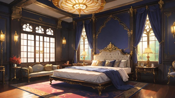 42个免费的视觉小说中世纪皇家卧室背景图片素材