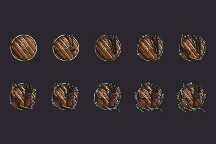 30个精美的矢量2D RPG游戏武器成就图标素材