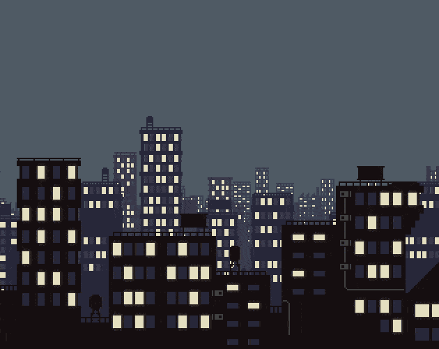 5种不同颜色氛围的黑暗像素城市夜晚背景图片素材