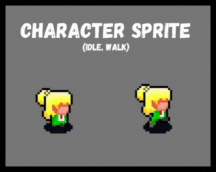 简单的黄发横版像素女性NPC动画素材