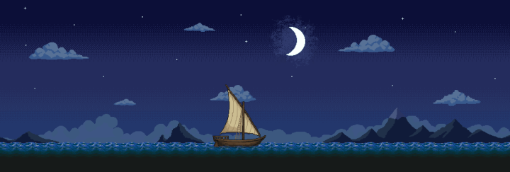 免费横版视差效果像素海洋背景分层素材