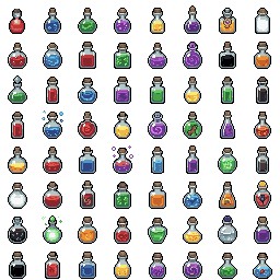 400+的像素RPG游戏装备和物品图标素材