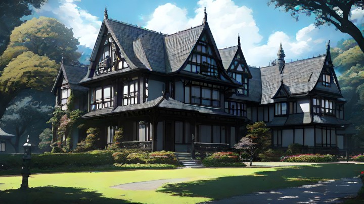 73个免费的视觉小说哥特式城堡庄园背景图片素材