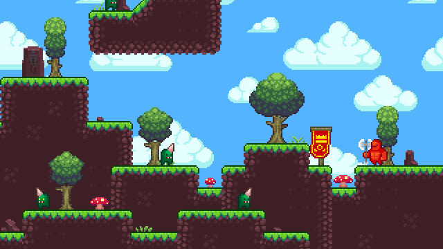 精美的16*16横版像素平台游戏草地图块集素材