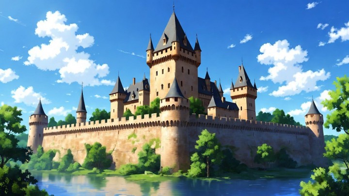 20个免费的静态视觉小说中世纪城堡背景图片素材