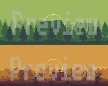 巨型的横版像素平台游戏敌人、背景、图块集、主要玩家、NPC、装饰和道具素材