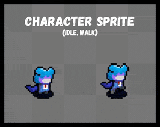 简单的横版像素蓝色动画NPC素材