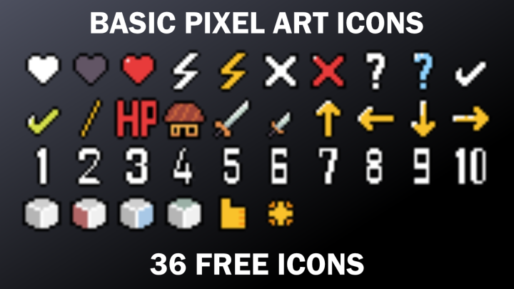 36个免费迷你基础像素图标素材
