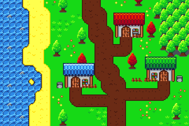 一个非常非常小的8px像素城镇图块集素材