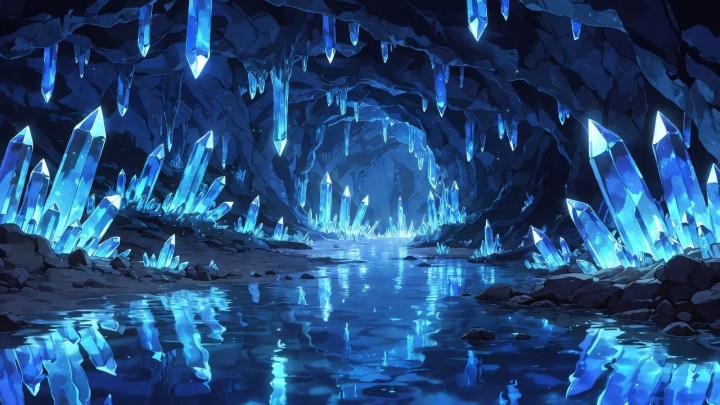 3个免费的静态视觉小说水晶洞穴背景图片素材