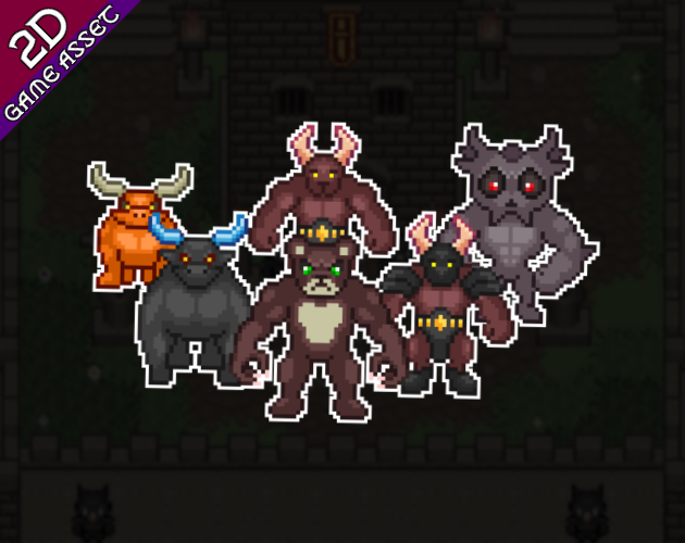 4种不同颜色的12个精美的静态像素战斗怪物素材11