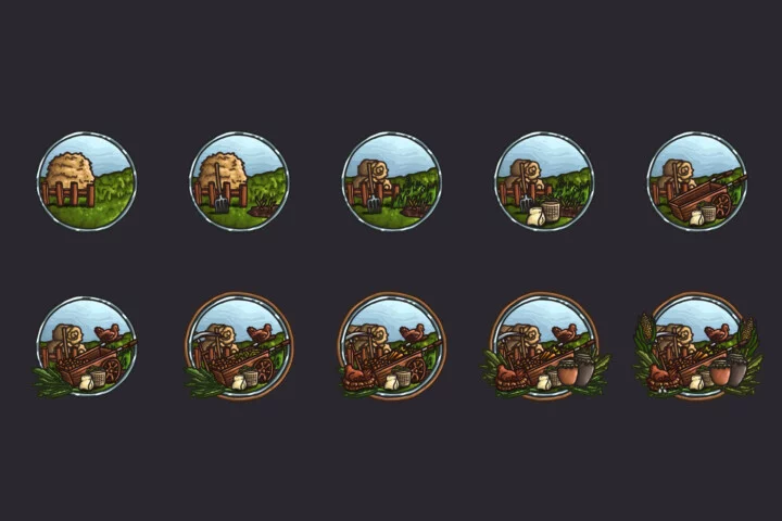 30个免费的矢量2D RPG游戏职业成就图标素材