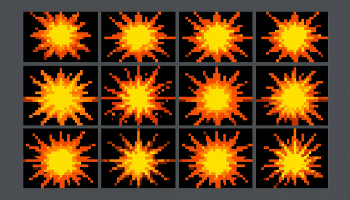 AI辅助的像素独立游戏战斗指示伤害UI素材