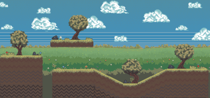 精美简约的32*32像素平台游戏草地绿地图块集素材