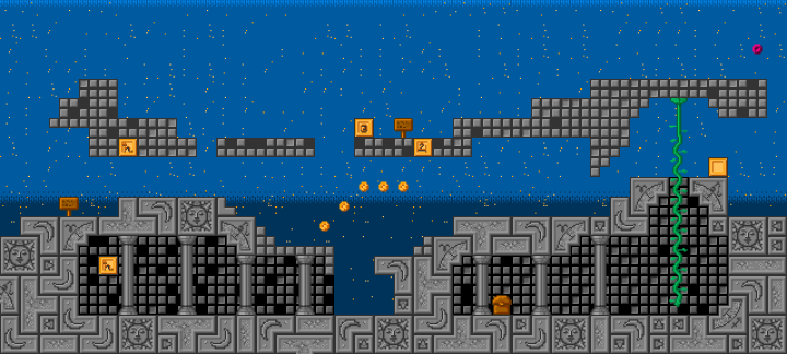 简约的16x像素星空之夜平台游戏图块集素材