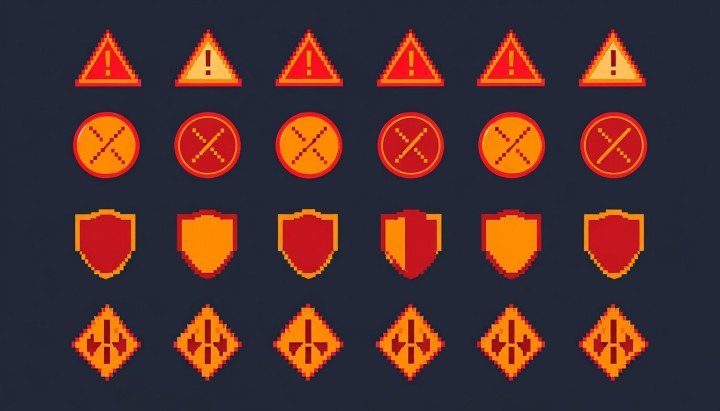 AI辅助的像素独立游戏低生命值警告和危险反馈UI素材