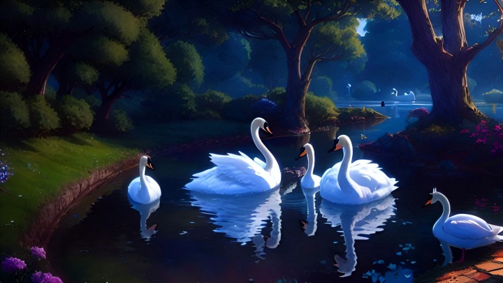 9个免费的静态视觉小说天鹅湖背景图片素材