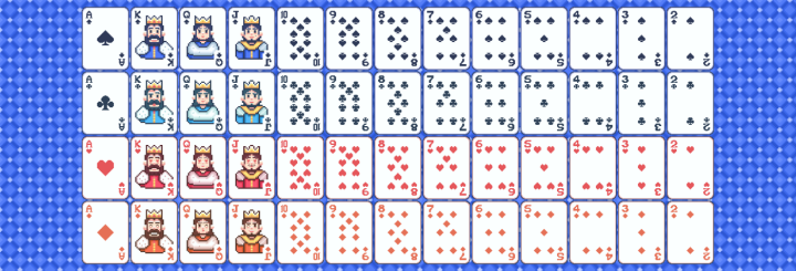 简洁复古的像素数字扑克纸牌素材