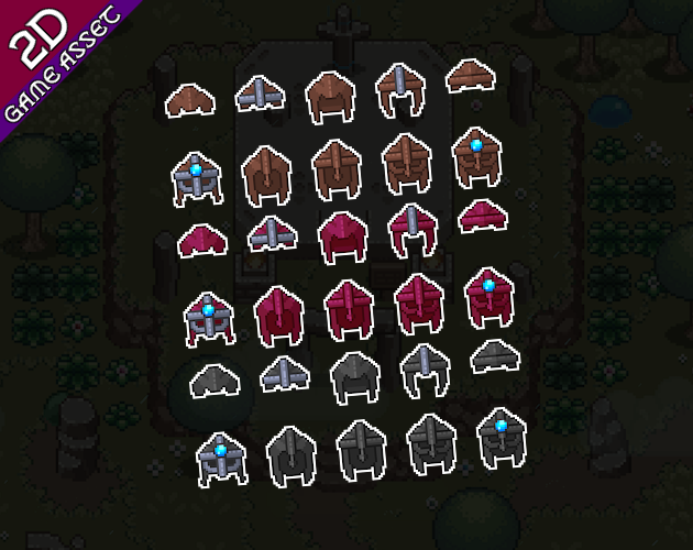 400+的32*32像素游戏军械库盔甲和头盔图标素材