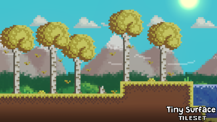 免费的8*8横版迷你像素图块集素材