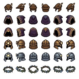 100+的免费AI辅助生成像素RPG游戏帽子图标素材