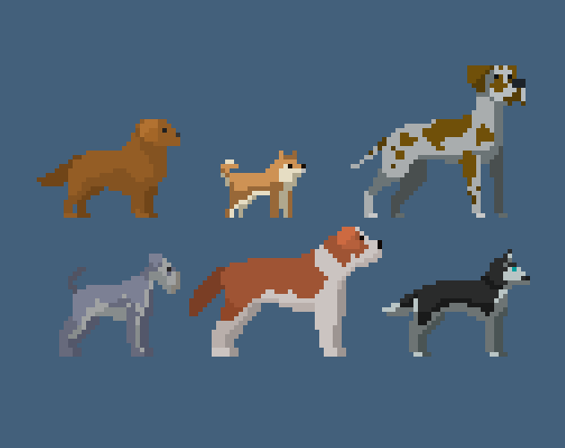 6种可爱的像素宠物狗动画素材