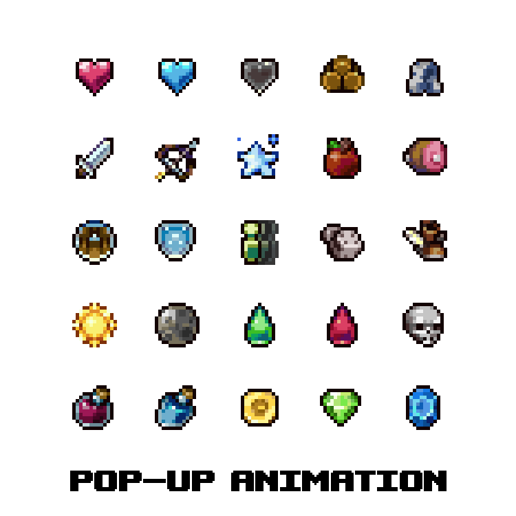 25个精美的手绘像素动画图标素材