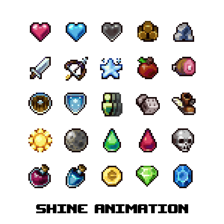 25个精美的手绘像素动画图标素材