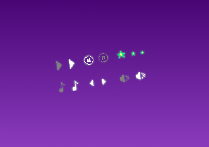 5个免费的像素播放、暂停、声音、音乐按钮素材