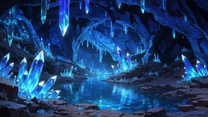 3个免费的静态视觉小说水晶洞穴背景图片素材