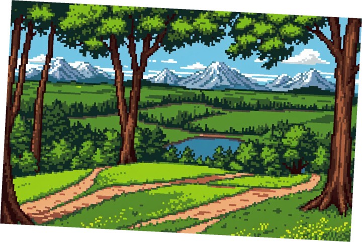 5个精美的静态像素森林小径背景图片素材