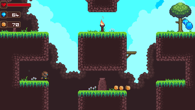 完整的16*16横版像素平台游戏悬崖绿地图块集素材