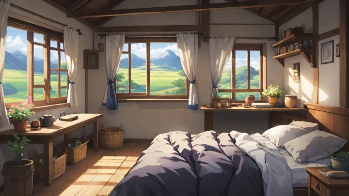 13个免费的静态视觉小说乡村卧室背景图片素材