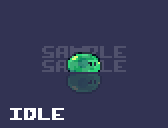 3种不同颜色的完整像素史莱姆敌人动画素材